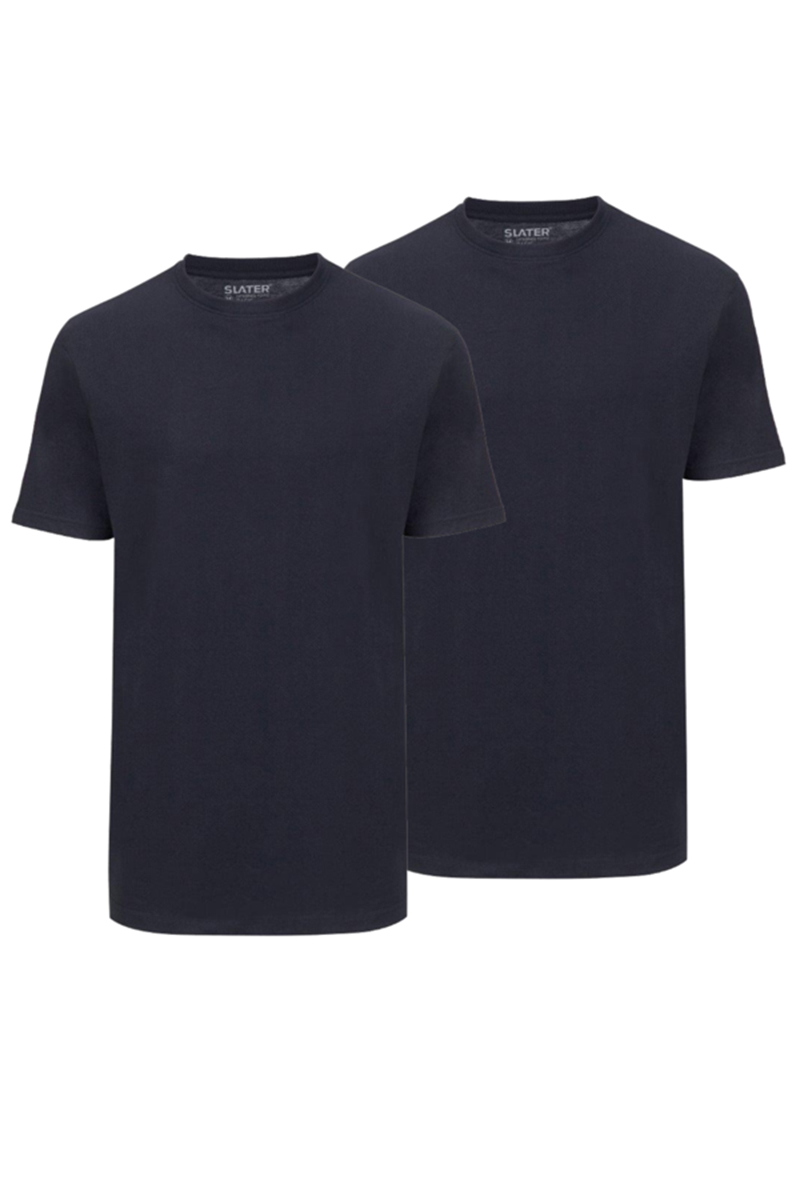 Slater BASIC 2-pack T-shirt R-neck  s/sl Blauw-1 1