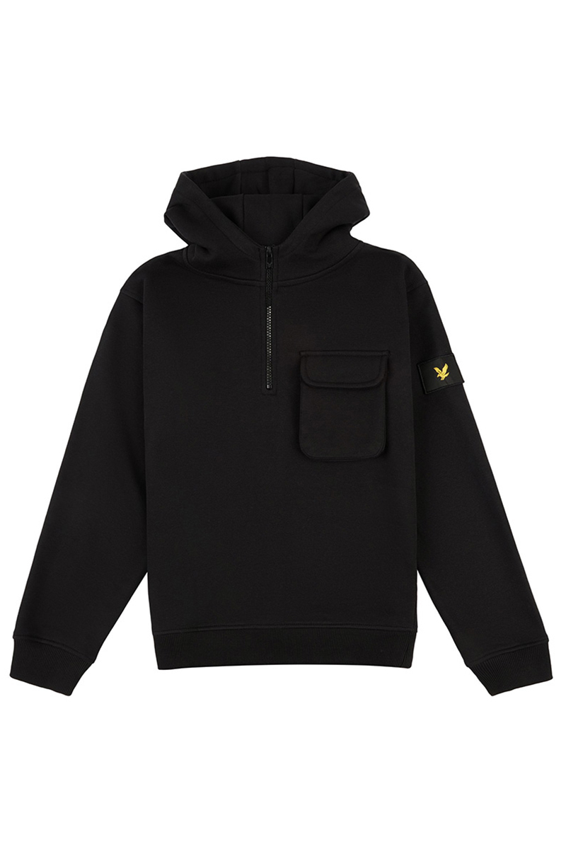 Lyle & Scott Pocket quarter zip bb hoodie Zwart-1 1
