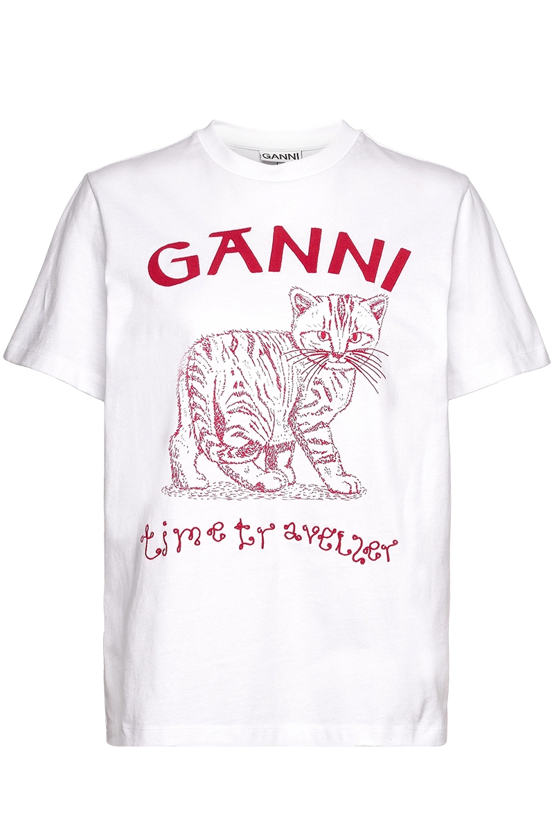 Ganni Dames t-shirt korte mouw Wit-1 1
