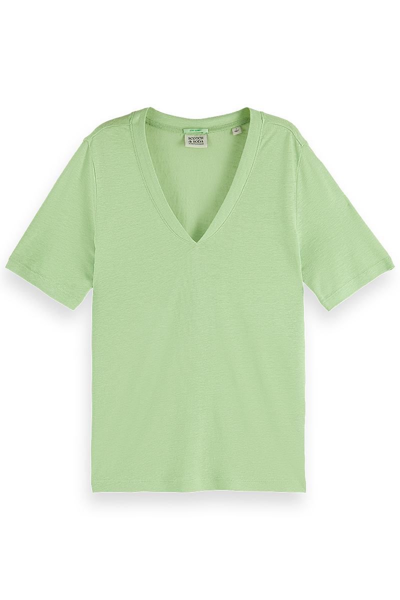 Scotch & Soda Soft V-neck T-shirt Groen-1 1
