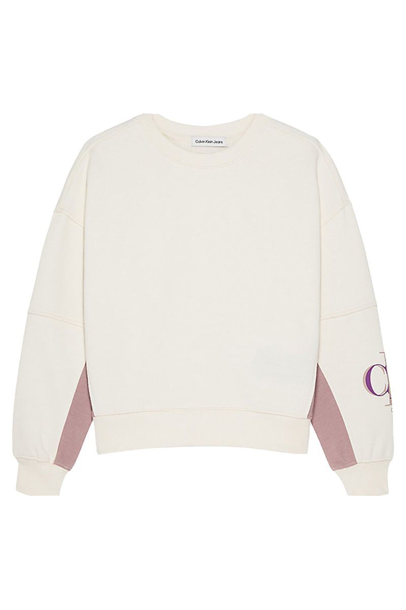 Calvin Klein colour block monogram sweatshirt Ecru-1 1