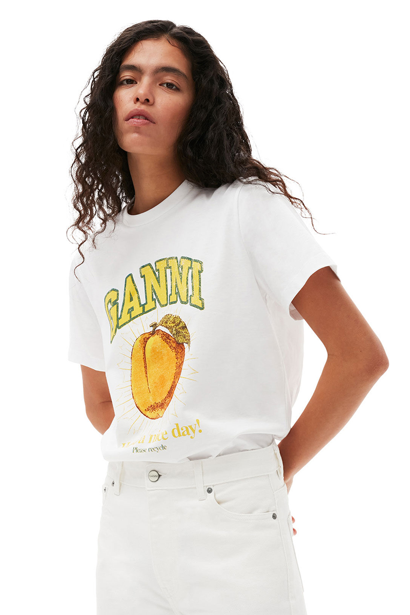 Ganni Dames t-shirt korte mouw Wit-1 3