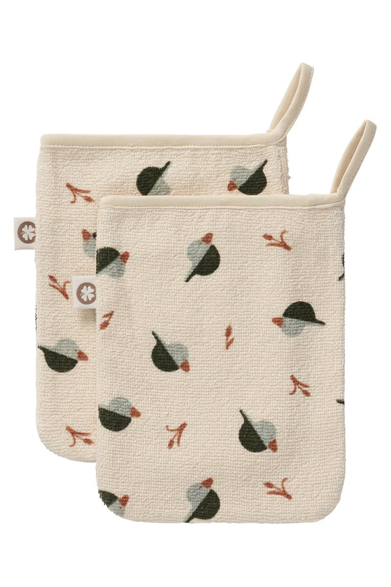 Noppies Baby Printed duck terry wash cloths 2-pa Groen-1 1