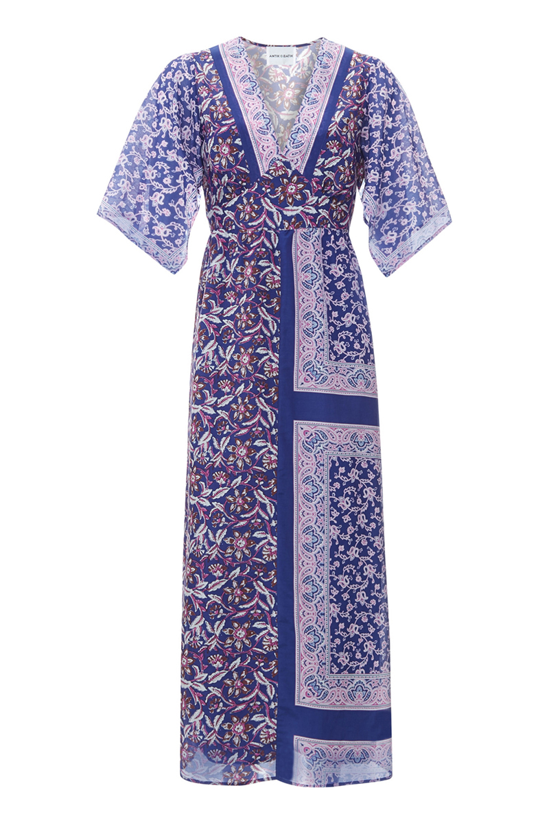 Antik Batik Dames jurk Blauw-1 1
