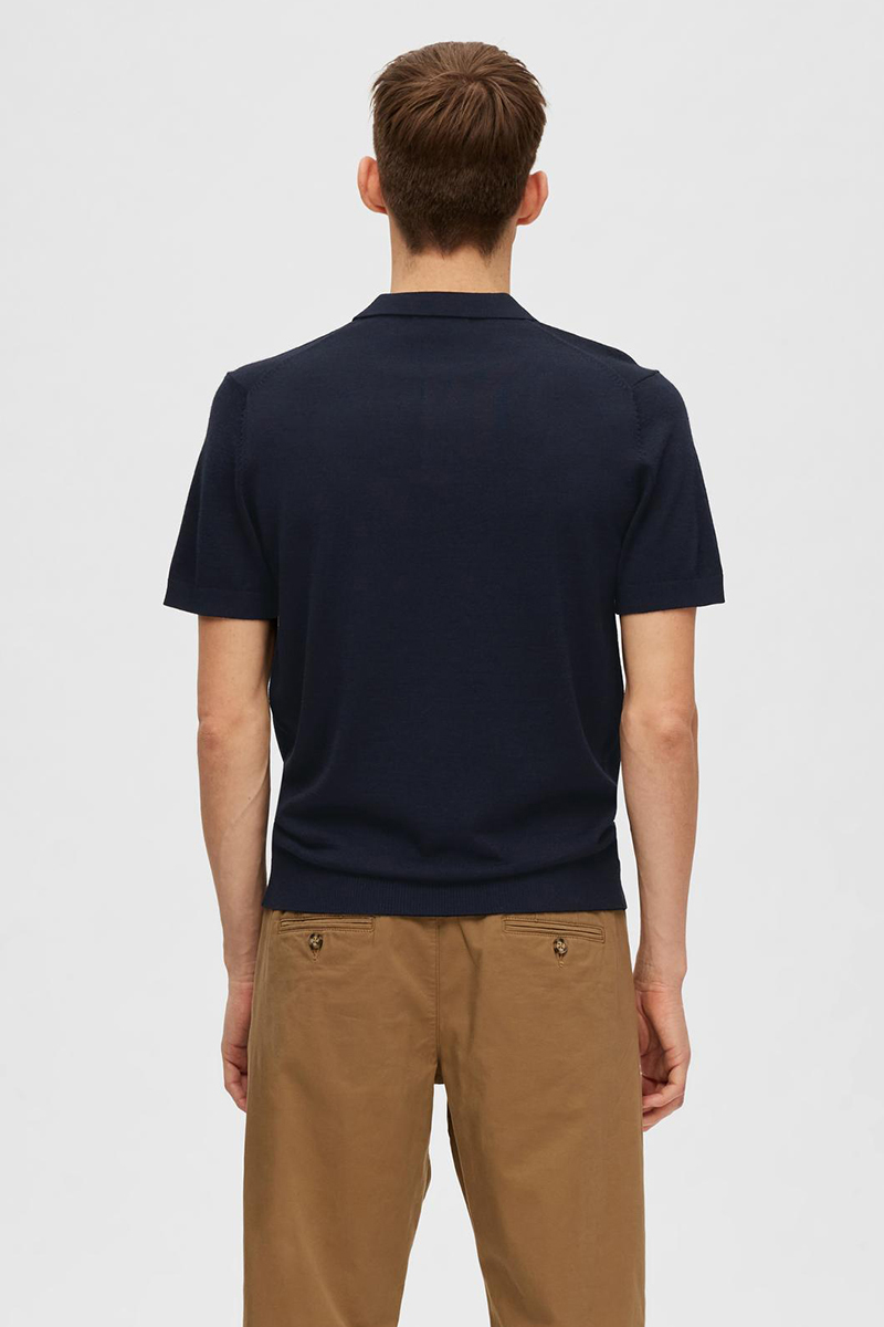 Selected SLHTOWN SS KNIT POLO B Blauw-1 3