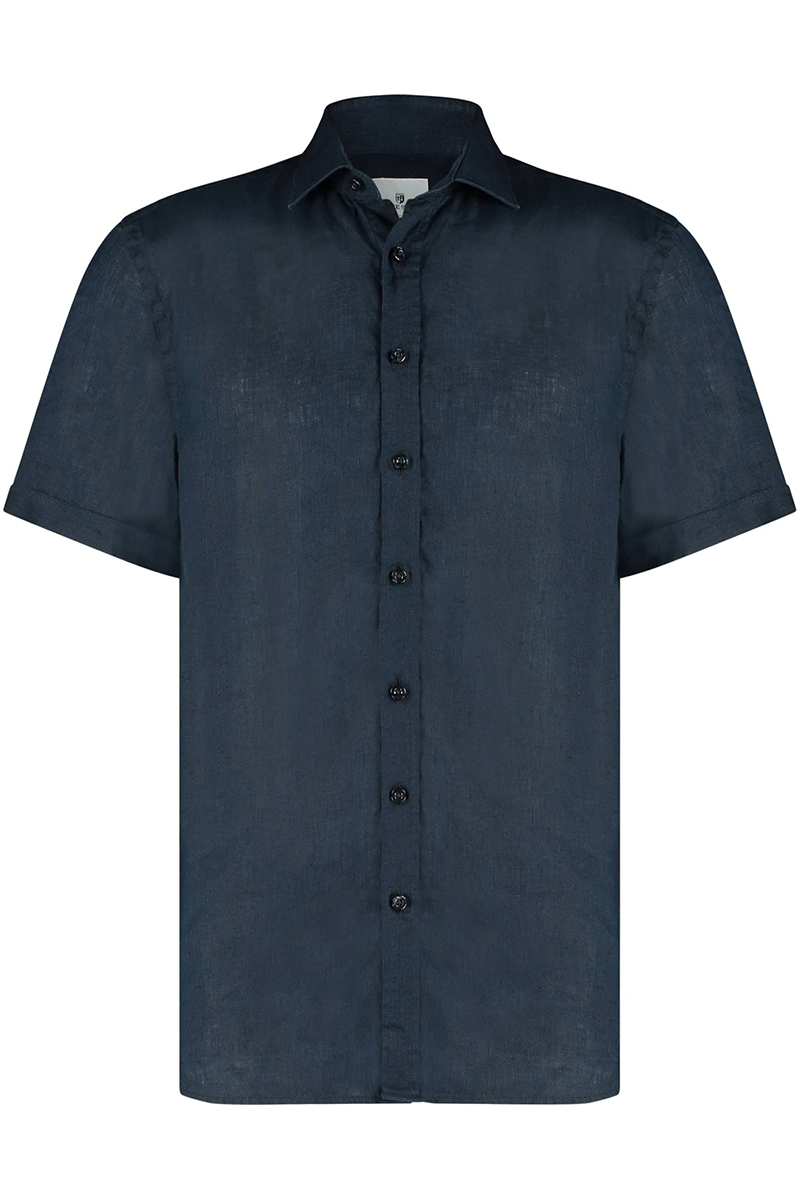State of Art Shirt SS Plain Linen Blauw-1 1
