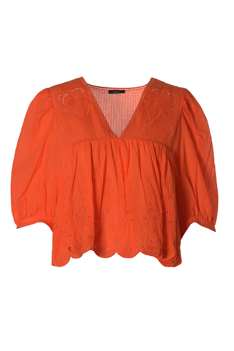 Idano Dames blouse korte mouw Oranje-1 1