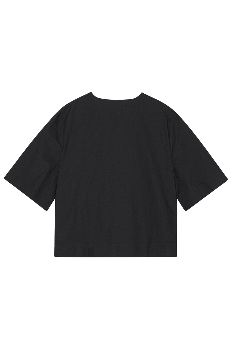 Ganni Dames blouse korte mouw Zwart-1 5