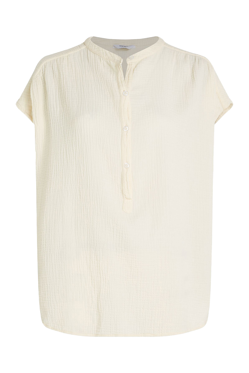 Penn&Ink N.Y. Dames blouse korte mouw Ecru-1 1
