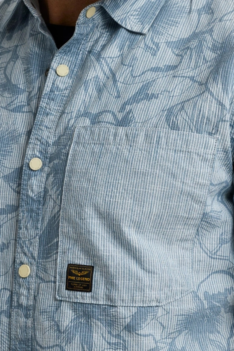 PME Legend Short Sleeve Shirt Print Hawai on Blauw-4 3