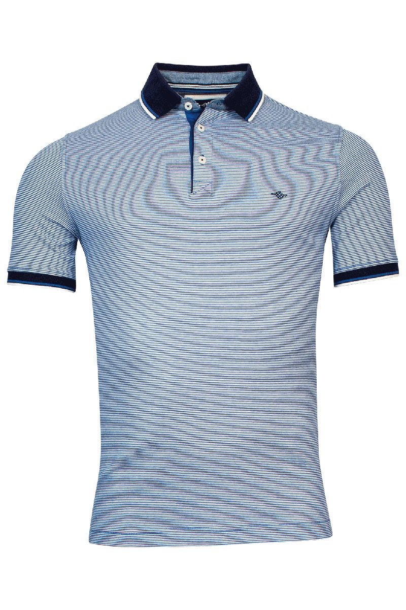 Baileys Poloshirt Jersey, yarn dyed stripes Blauw-1 1