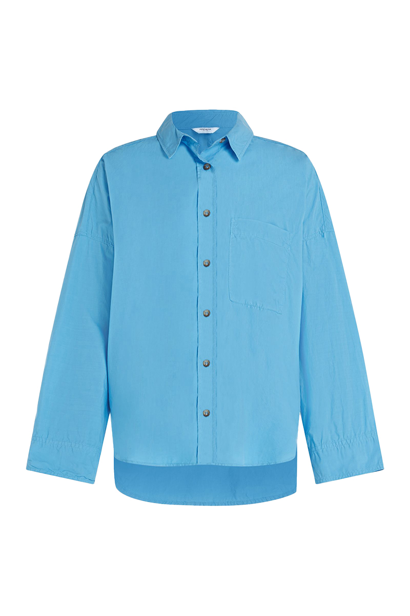 Penn&Ink N.Y. Dames blouse lange mouw Blauw-1 1