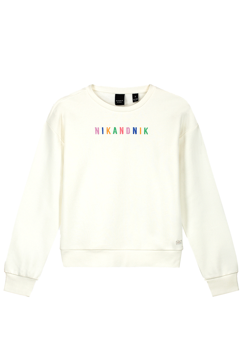 Nik & Nik Colored Logo Sweater Ecru-1 1