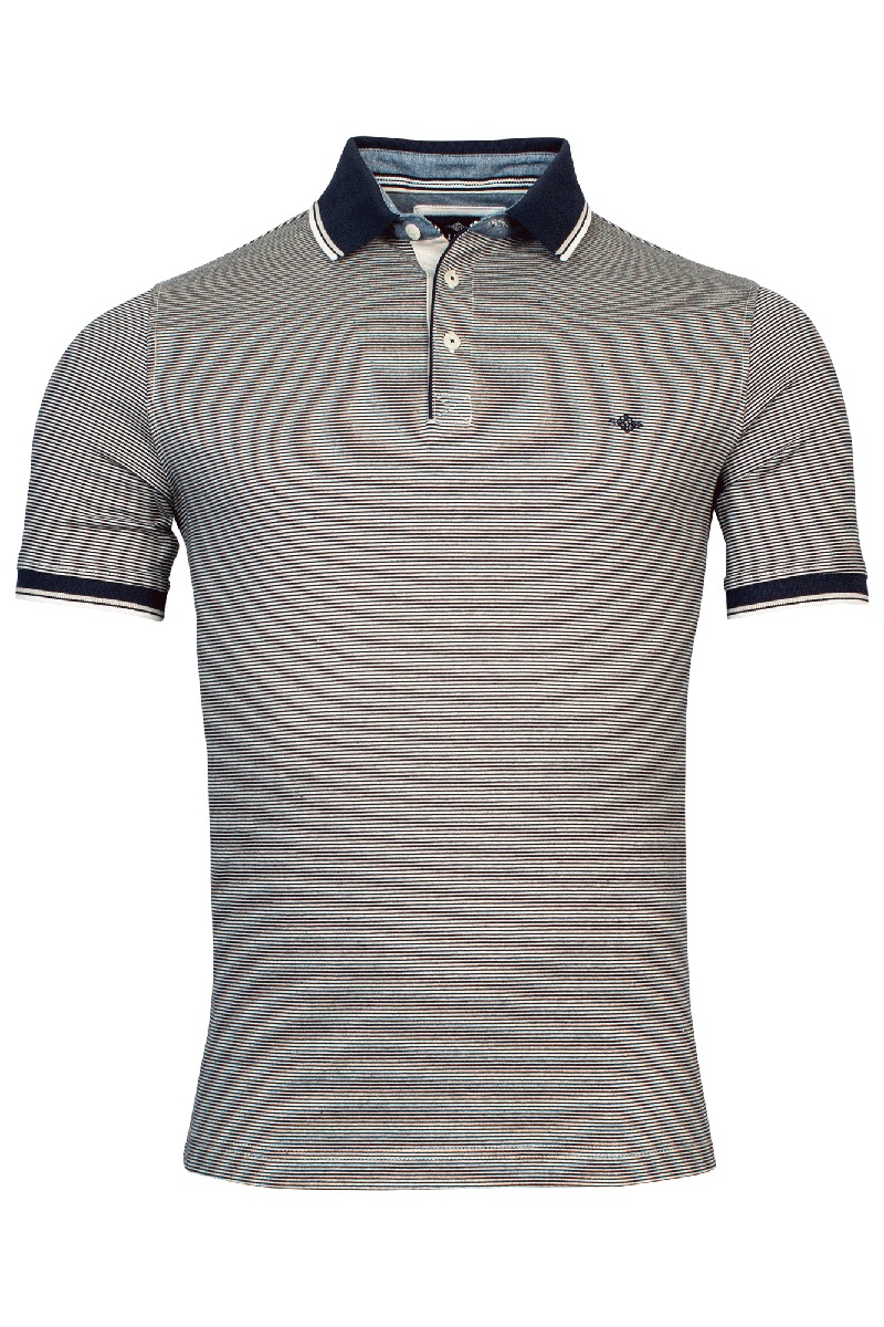 Baileys Poloshirt Jersey, yarn dyed stripes bruin/beige 1