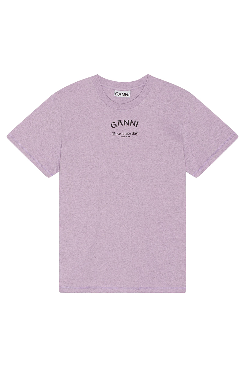 Ganni Dames t-shirt korte mouw Paars-1 1
