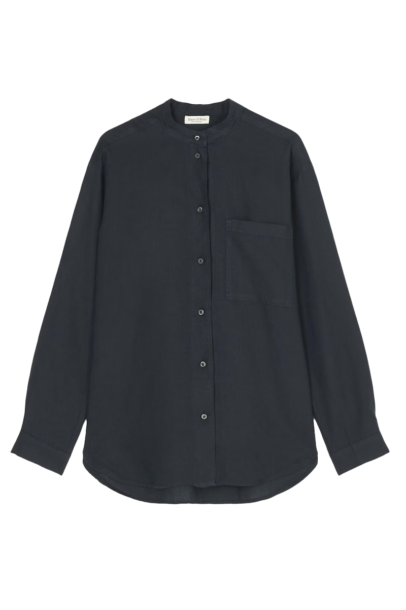 Marc O'Polo Blouse, long sleeve, stand-up colla Blauw-4 1