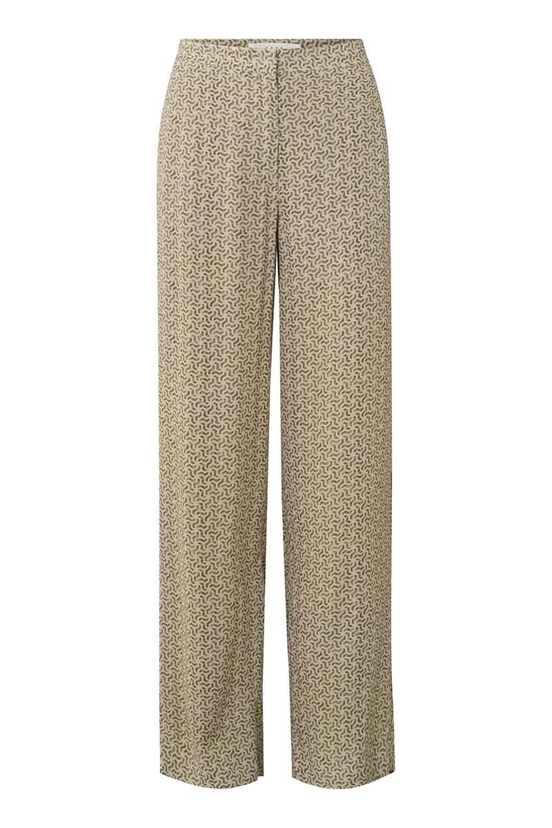 Yaya Printed wide leg trousers Groen-1 1