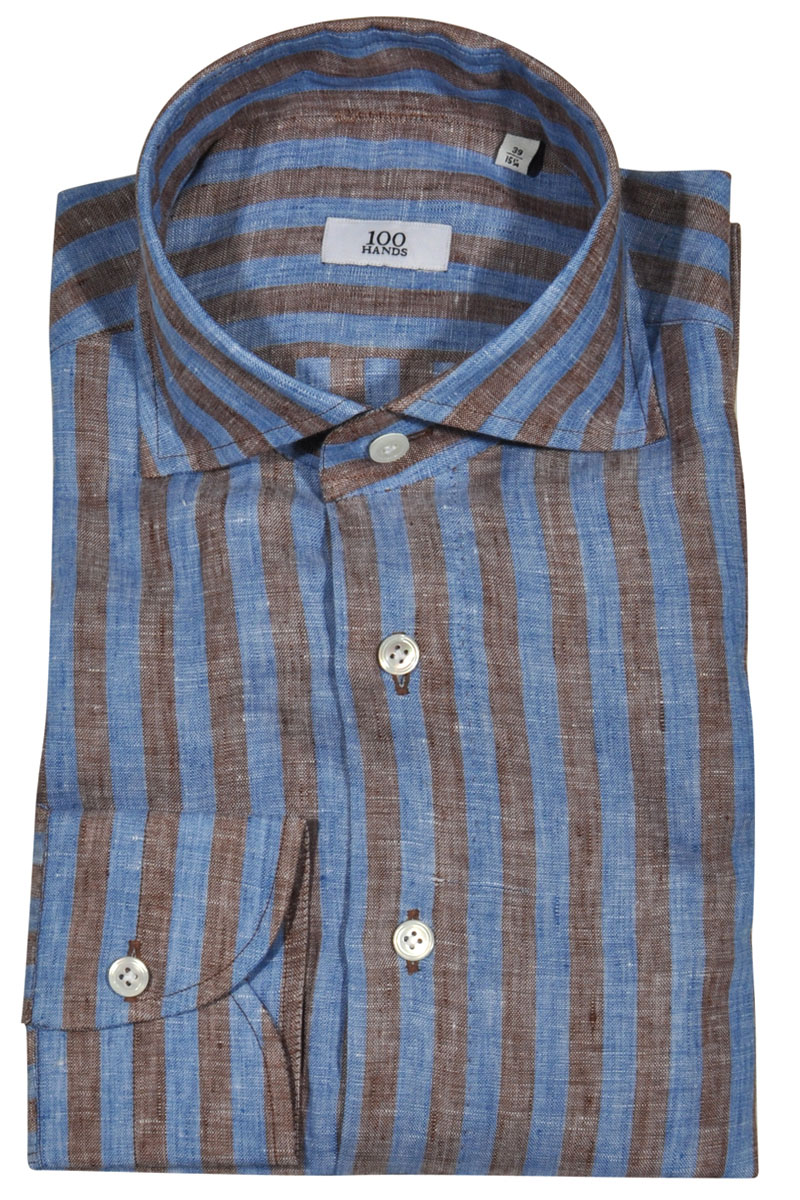 100 Hands Heren overhemd lm dressual Blauw-1 1
