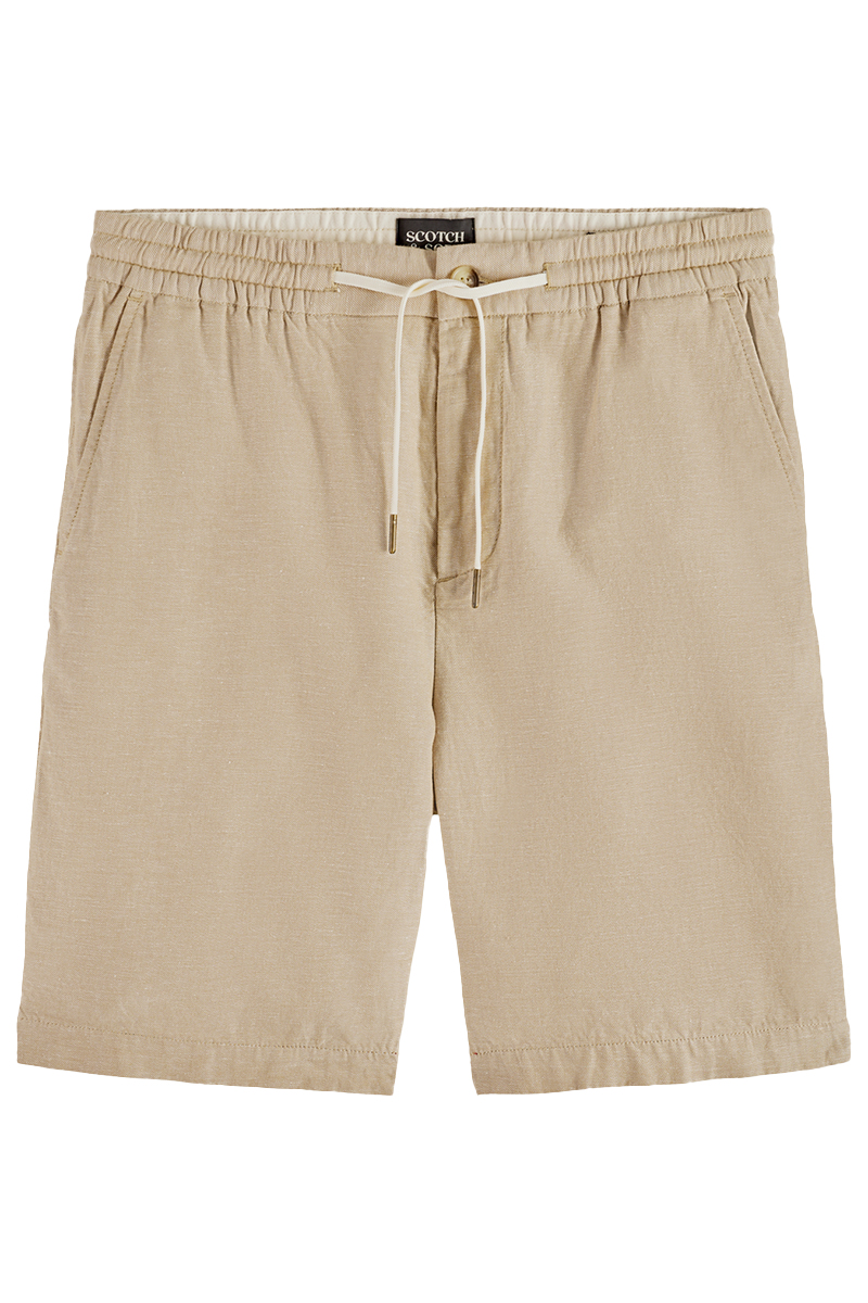 Scotch & Soda Fave - cotton-linen jogger shorts bruin/beige-1 1