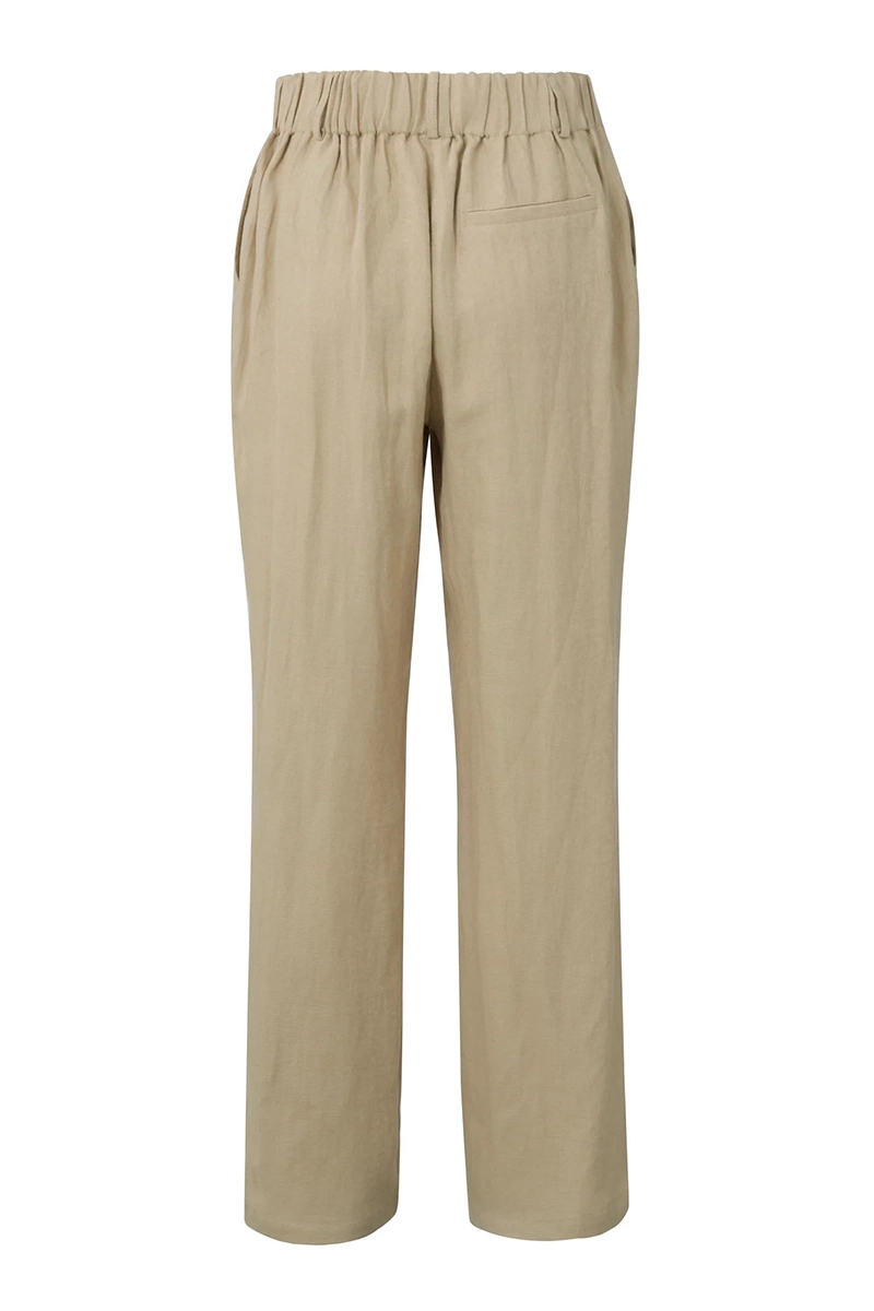 Yaya Loose fit trousers with button bruin/beige-1 3