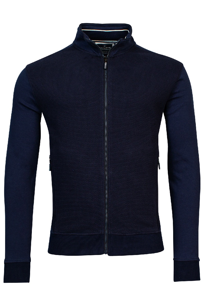 Baileys Sweat Cardigan Zip  double face structure knit fro Blauw-1 1