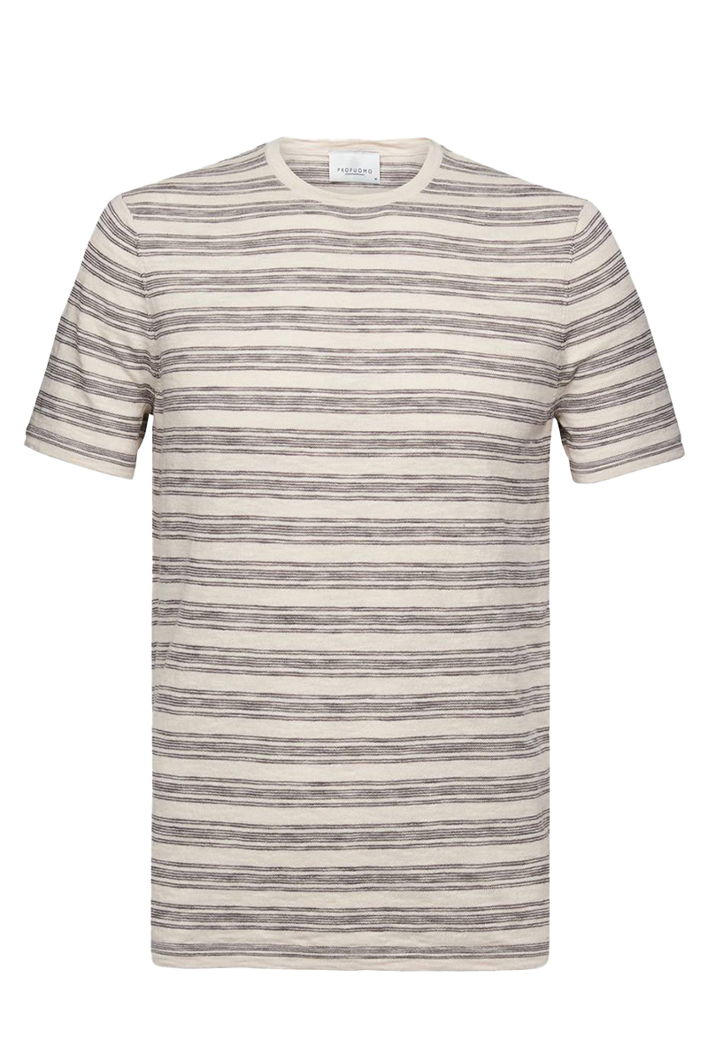 Profuomo T-SHIRT SS OFF WHITE GREY Wit-1 1
