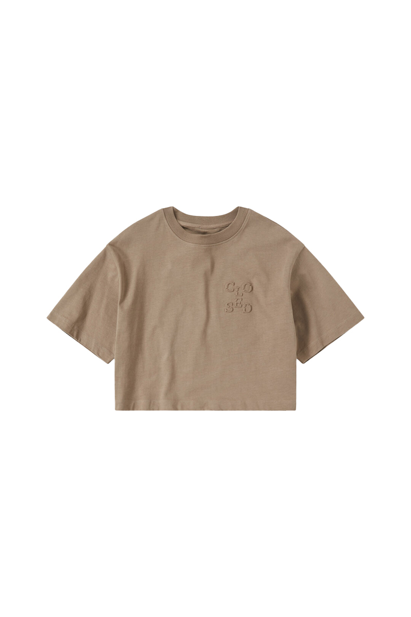 Closed cropped t-shirt bruin/beige-1 1