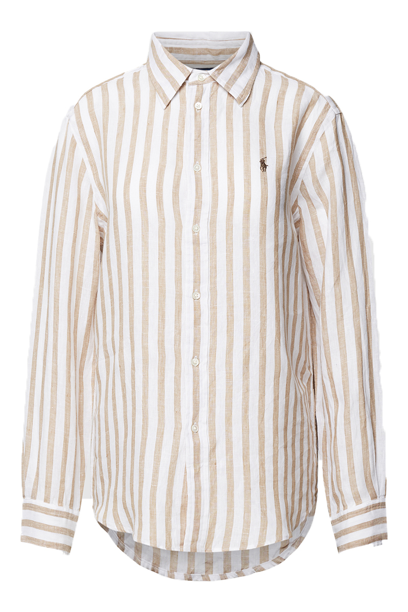 Polo Ralph Lauren Dames blouse lange mouw bruin/beige-1 1