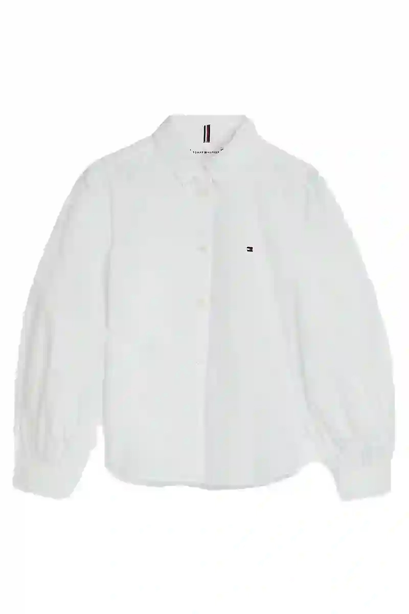 Tommy Hilfiger ajour puff sleeve shirt Wit-1 1