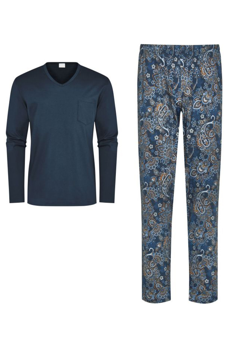 MEY Nachtmode heren pyjama Blauw-1 1