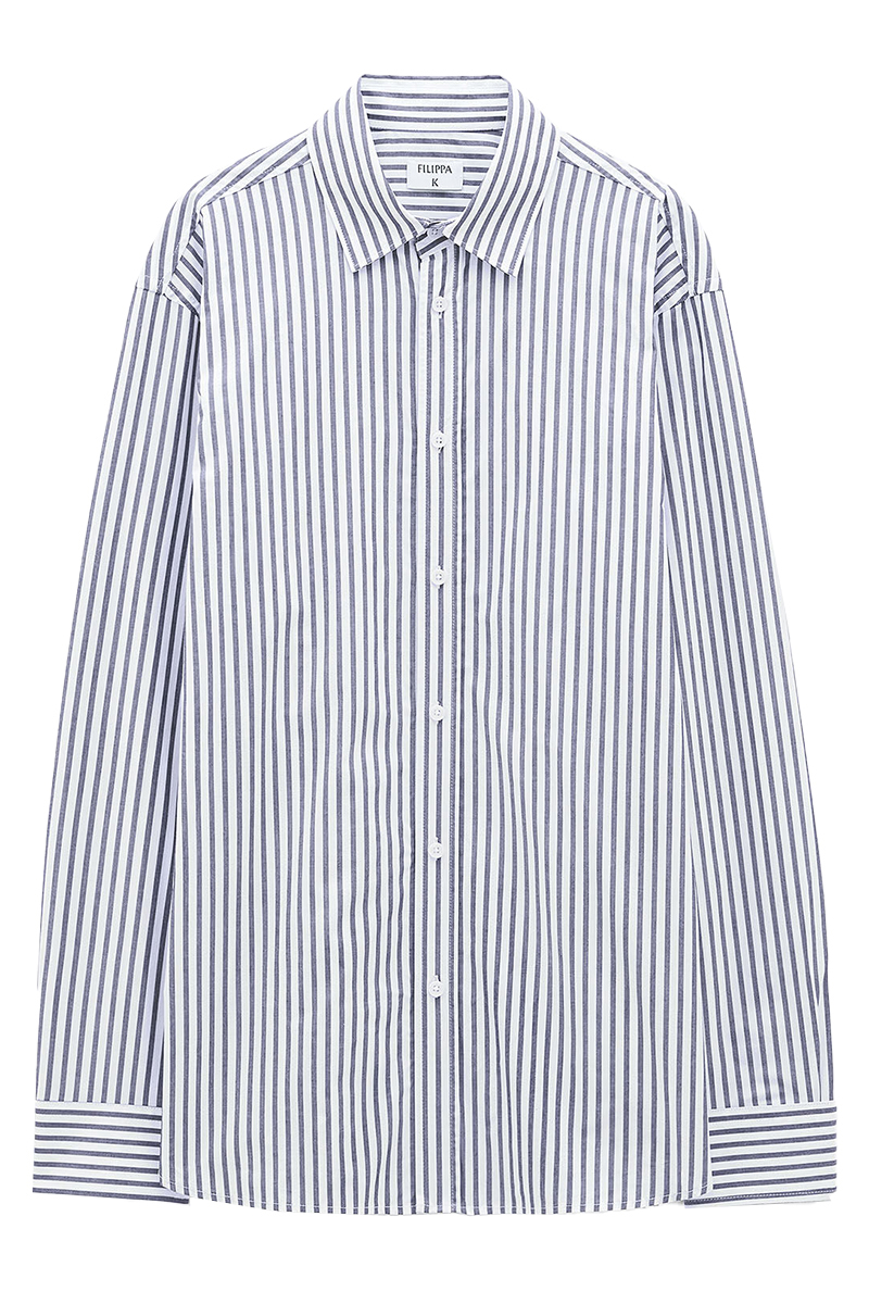 Filippa K Striped Cotton Shirt Blauw-1 1