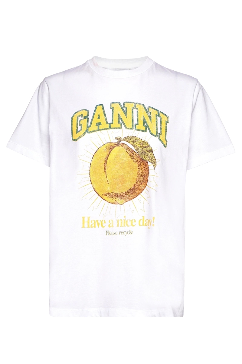 Ganni Dames t-shirt korte mouw Wit-1 1