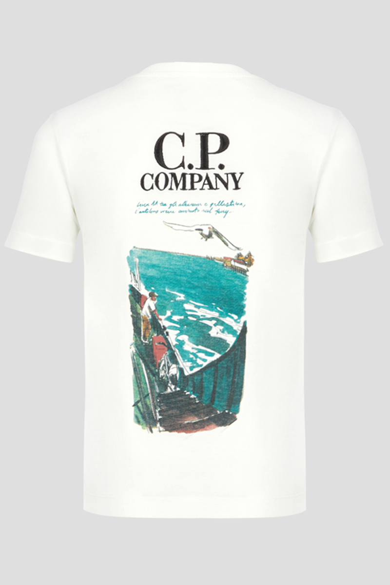 C.P. Company jersey graphic landscape tshirt Ecru-1 2