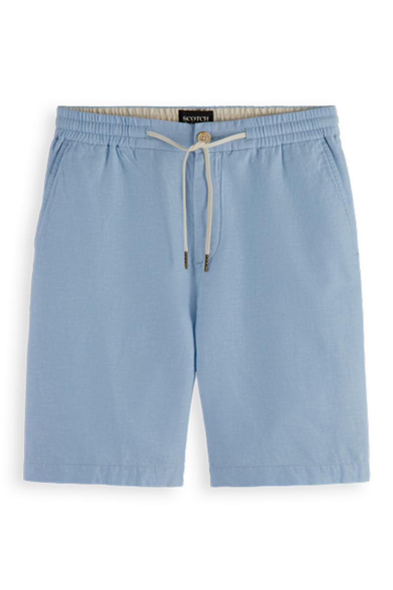 Scotch & Soda Fave - cotton-linen jogger shorts Blauw-1 1