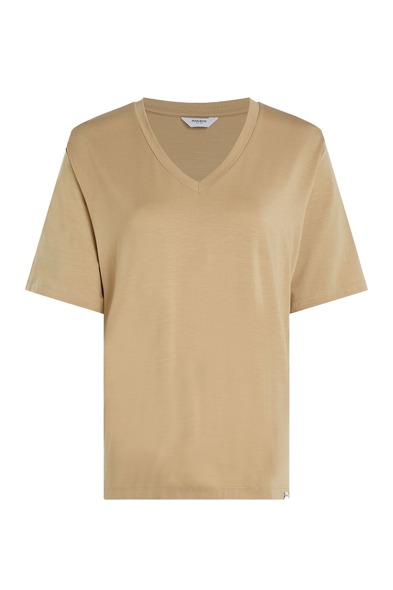 Penn&Ink N.Y. Dames t-shirt korte mouw bruin/beige 1