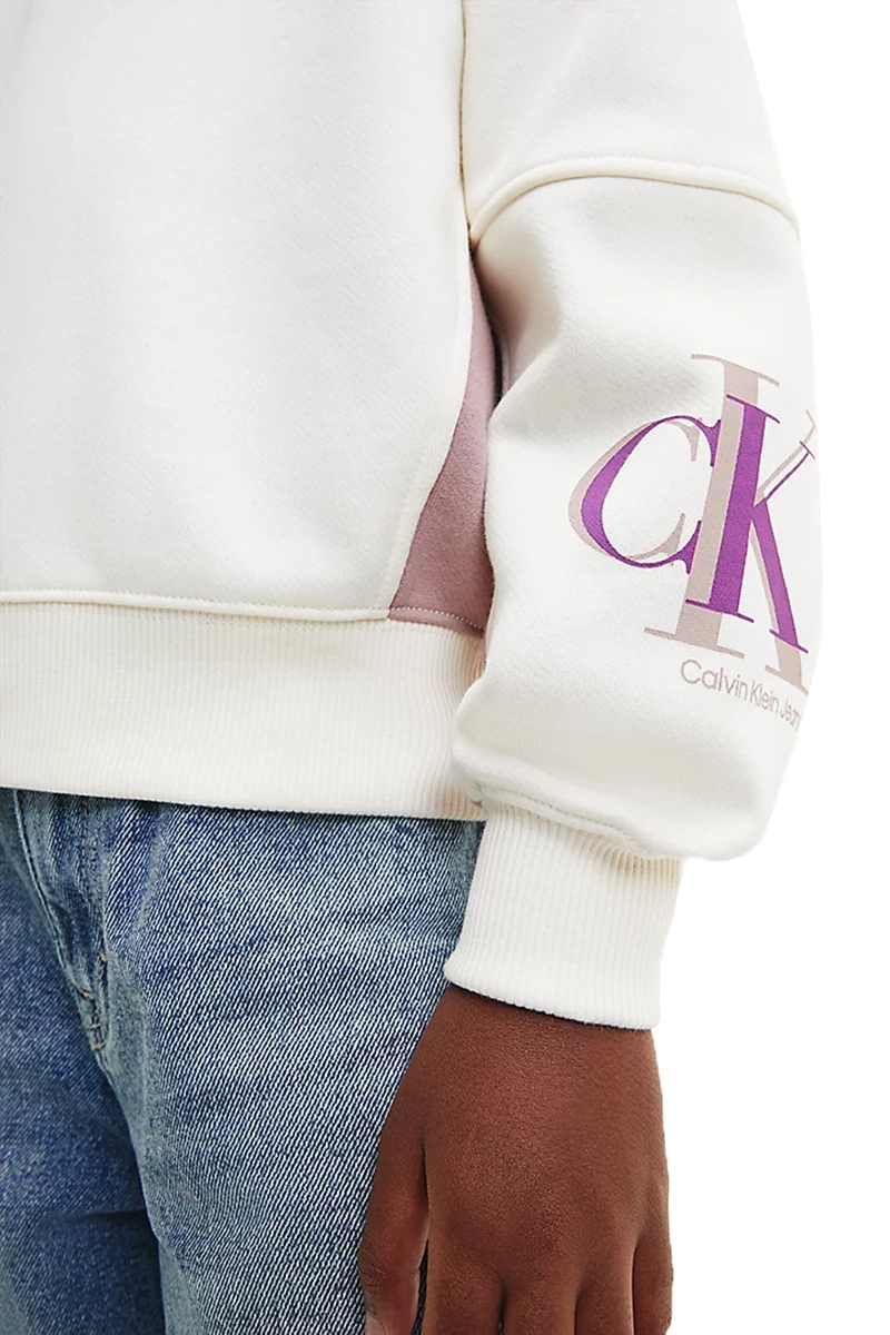 Calvin Klein colour block monogram sweatshirt Ecru-1 4
