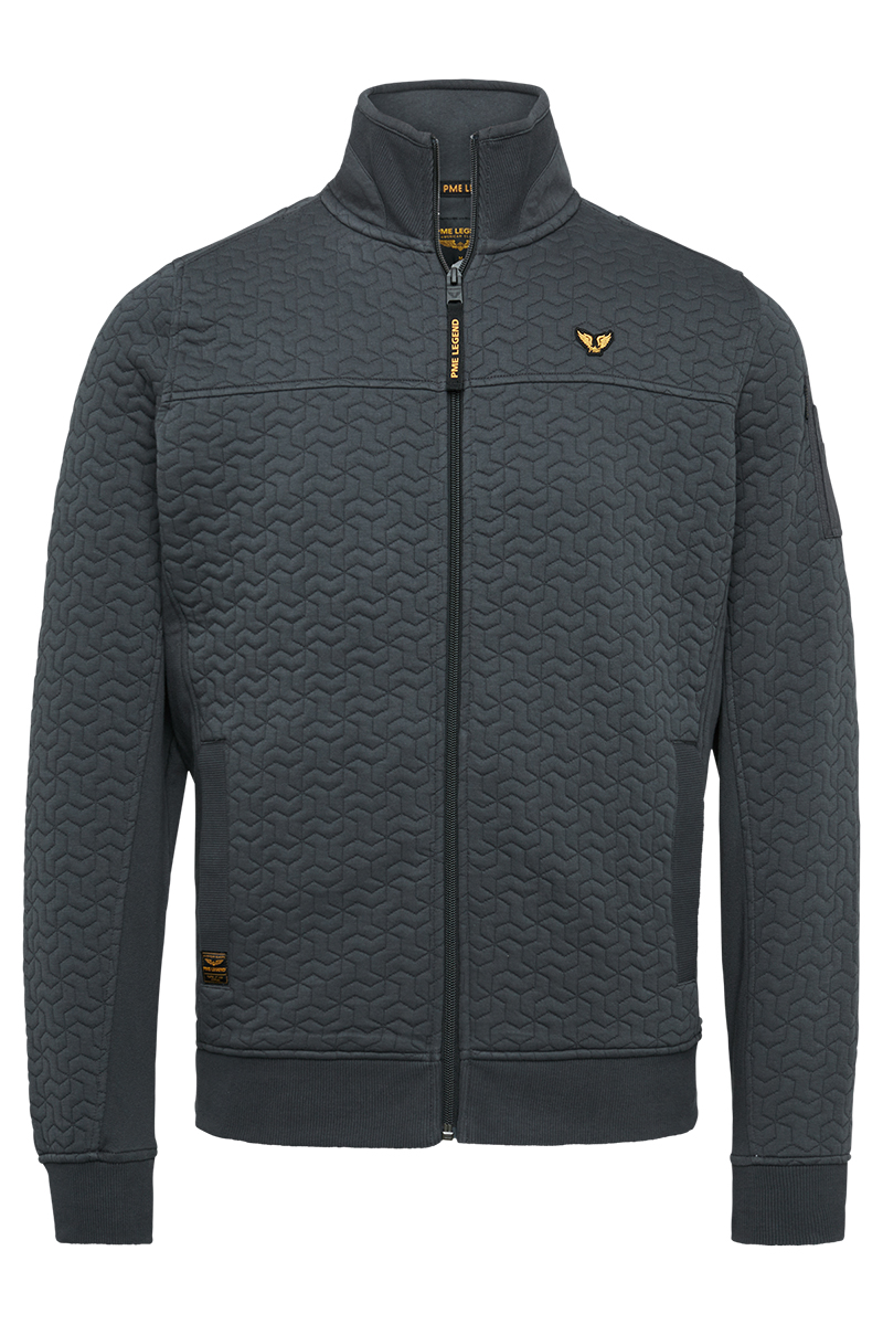 PME Legend Zip jacket jacquard interlock swea Grijs-2 1