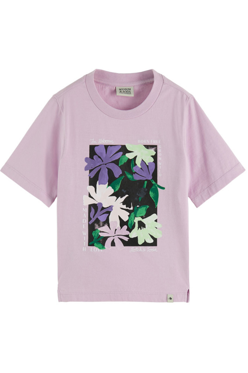 Scotch & Soda Regular-fit floral artwork T-shirt Paars-1 1