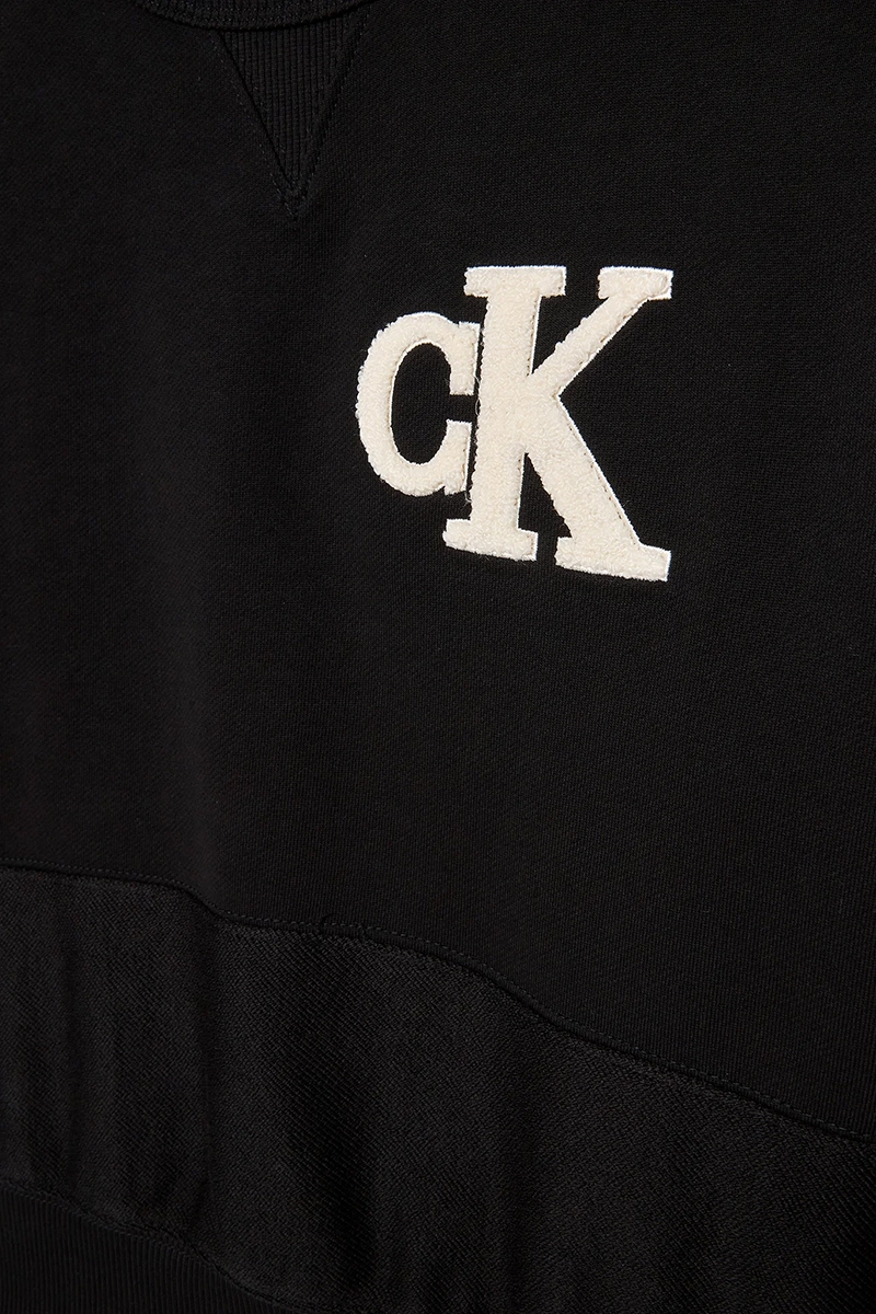 Calvin Klein towelling mono sweatshirt Zwart-1 2