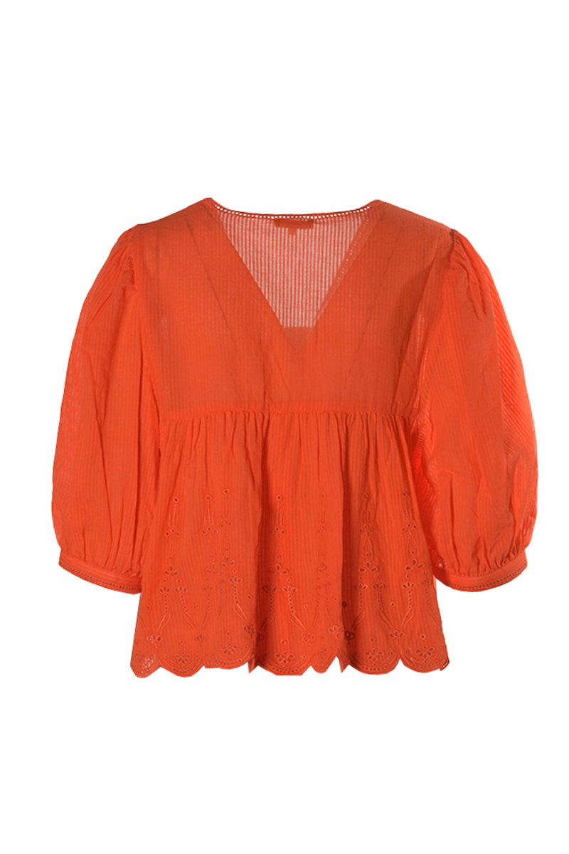 Idano Dames blouse korte mouw Oranje-1 2