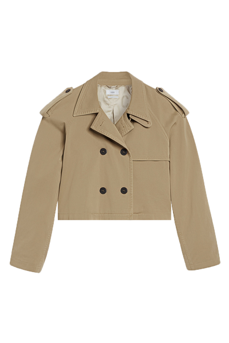 Closed cropped trench bruin/beige 1