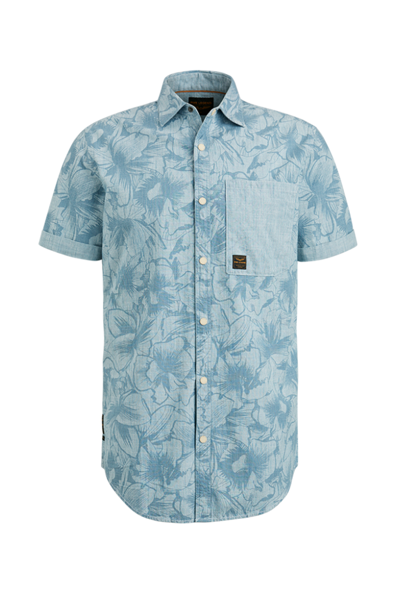 PME Legend Short Sleeve Shirt Print Hawai on Blauw-4 1