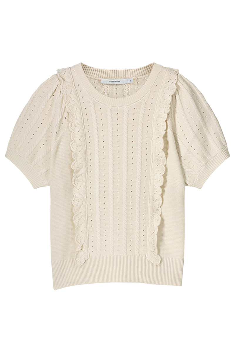 Summum Short sleeve sweater viscose polyamide knit Ecru-1 1