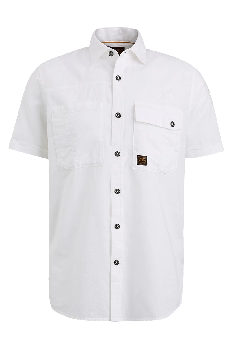 PME Legend Short Sleeve Shirt Ctn Linen Cargo Wit-1 1